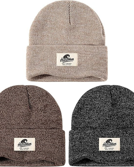 3 Packs Winter Beanie Hats for Men Women, Unisex Soft Warm Thick Beanies, Cuffed Knit Skull Cap