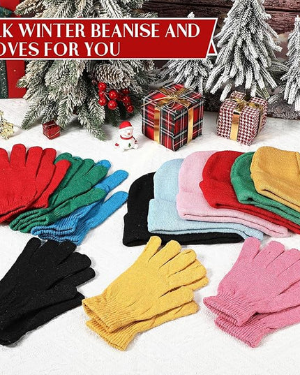Tarpop 96 Pcs Winter Beanies and Gloves Bulk, Cold Weather Unisex Winter Hat and Gloves for Homeless Men Women