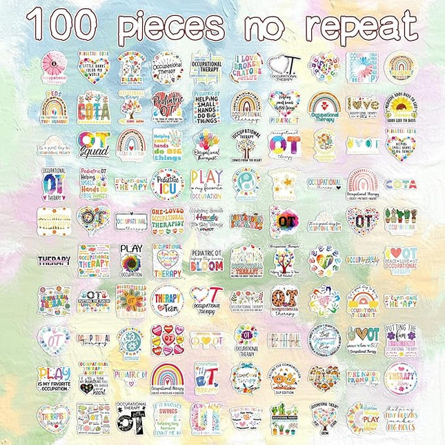 Occupational Therapy Stickers for Adults - 100 Pcs Occupational Therapist Water Bottle Stickers for Therapists Teens, OT Waterproof Scrapbook Sticker, Vinyl Decals for Laptop Journal, OT Gifts