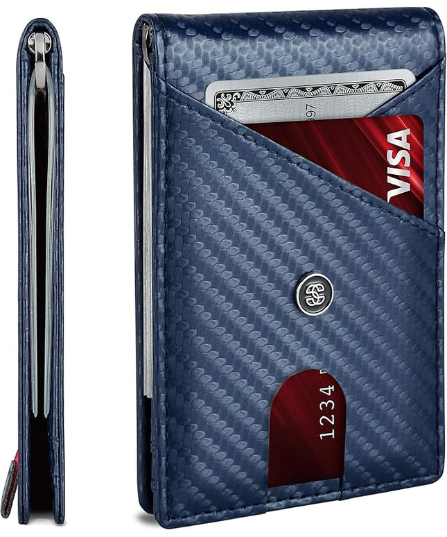 Suavell Slim Wallets for Men. RFID Money Clip Wallet, Slim Wallet, Thin Front Pocket Credit Card Wallet, Minimalist Bifold (Royal Blue Pilot)