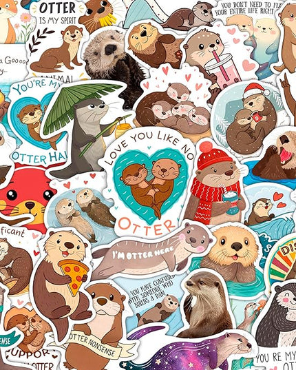100Pcs Otter Stickers for Water Bottle - Sea Otter Gifts, Party Supplies & Party Decorations - Gift for Women & Men