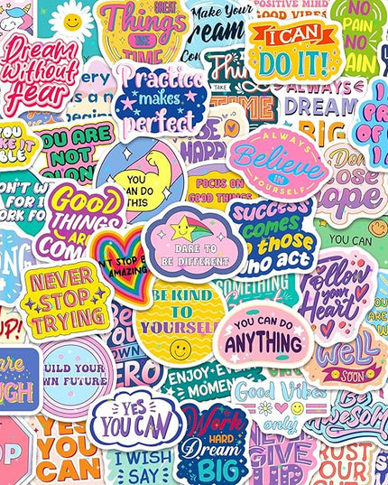 200 Pcs Motivational Stickers, Holographic Affirmation Sticker Pack, Positive Journal Encouraging Shiny Quotes for Teens, Adults, Students, Waterproof Laptop Decals