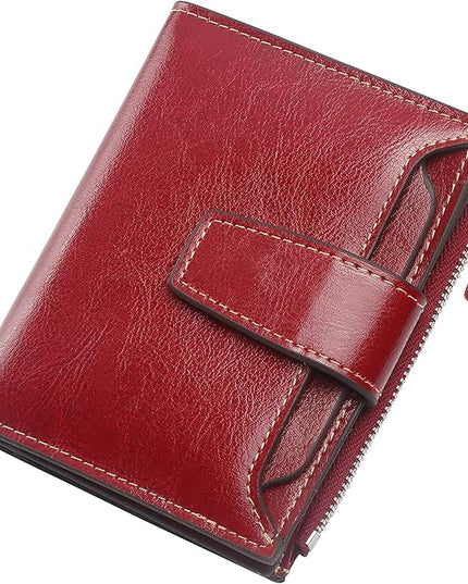 Lavemi Small Compact Women Wallet RFID Blocking Genuine Leather Bifold Purse with ID Windows