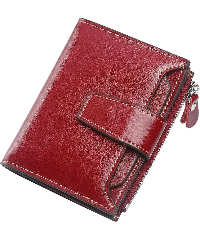 Lavemi Small Compact Women Wallet RFID Blocking Genuine Leather Bifold Purse with ID Windows
