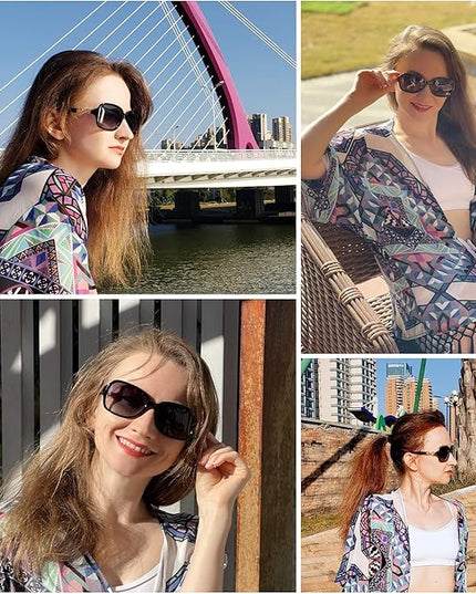 FEISEDY Vintage Square Polarized Sunglasses for Women UV400 Travel Driving Fashion Arcuate Sunglasses B2526