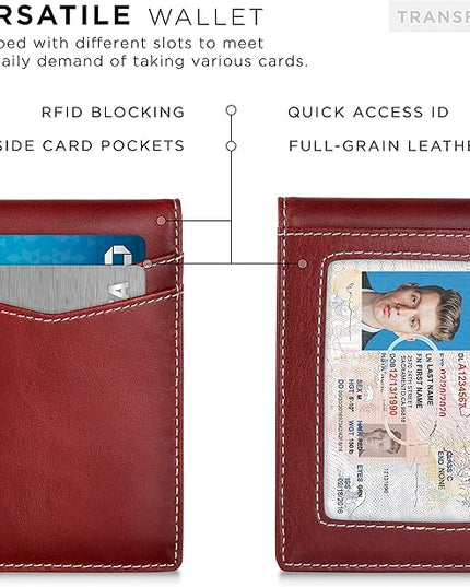SERMAN BRANDS Money Clip Wallet - Mens Wallets slim Front Pocket RFID Blocking Card Holder Minimalist Mini Bifold
