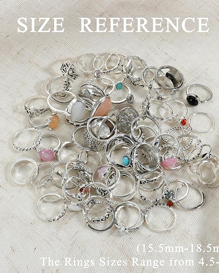 Subiceto 70 Pcs Vintage Crystal Ring Set Knuckle Rings for Women Bohemian Stackable Joint Rings Retro Boho Stacking Joint Finger Rings Pack