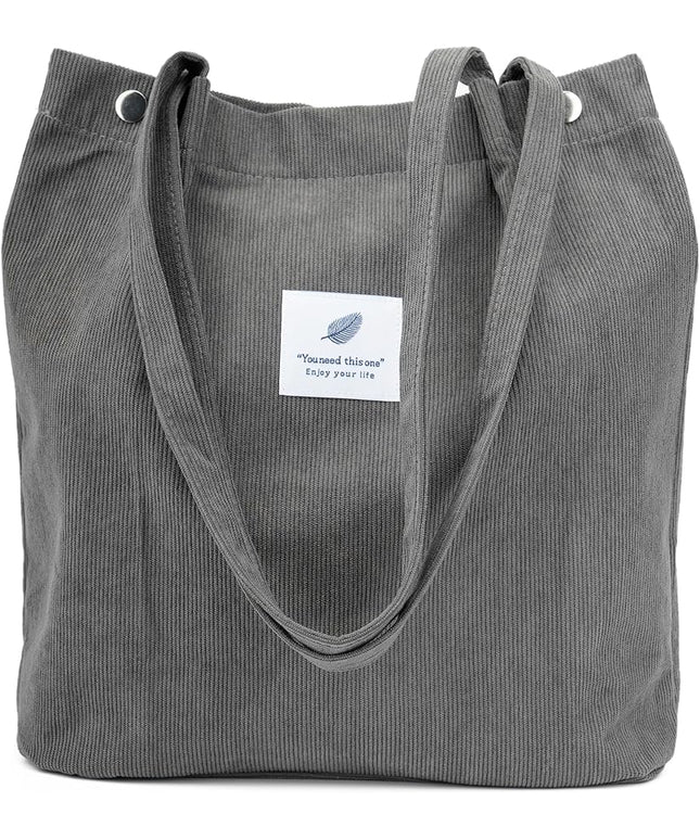 Corduroy Tote Bag Cute Tote Bags for Women Shoulder Bag with Inner Pocket for Work Beach Travel and Shopping Grocery