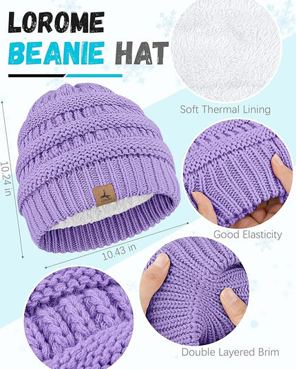 Winter Beanie Hat Scarf Gloves, Warm Fleece Knit Hats Touch Screen Gloves Neck Scarf Set Winter Gifts for Unisex Adult