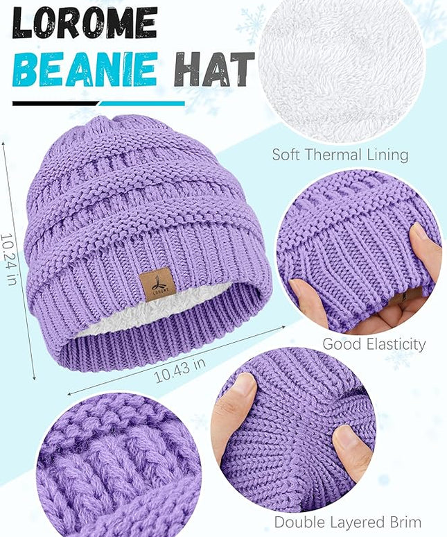 Winter Beanie Hat Scarf Gloves, Warm Fleece Knit Hats Touch Screen Gloves Neck Scarf Set Winter Gifts for Unisex Adult