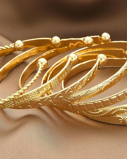 ÌF ME Gold Bangle Bracelets for Women, Indian Bangles Stackable Set, Multi Layer Textured 14K Gold Plated Chunky Bracelets Boho Jewelrys Set