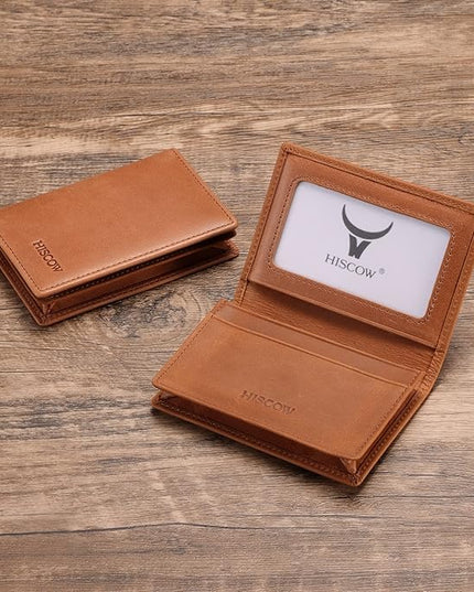Leather Business Card Case Holder for Men & Women, Italian Calfskin