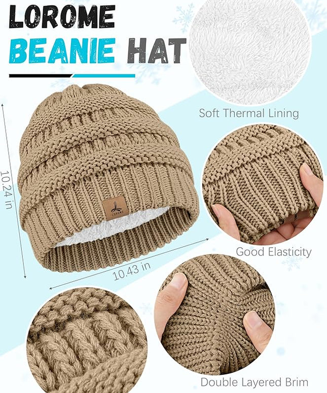 Winter Beanie Hat Scarf Gloves, Warm Fleece Knit Hats Touch Screen Gloves Neck Scarf Set Winter Gifts for Unisex Adult