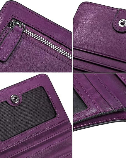 AINIMOER Small Leather Wallet for Women, Ladies Credit Card Holder RFID Blocking Women's Mini Bifold Pocket Purse