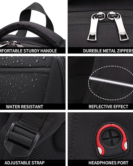 Laptop Backpack for Business Travel Water Resistant with USB Charging Port Lightweight Durable Large bag for Men and Women Fits 15.6 Inch Laptop Black