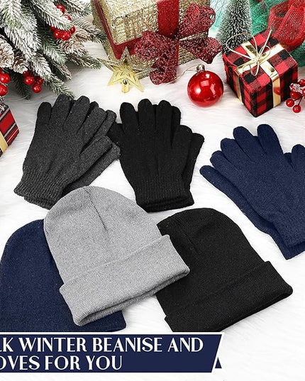 Tarpop 96 Pcs Winter Beanies and Gloves Bulk, Cold Weather Unisex Winter Hat and Gloves for Homeless Men Women