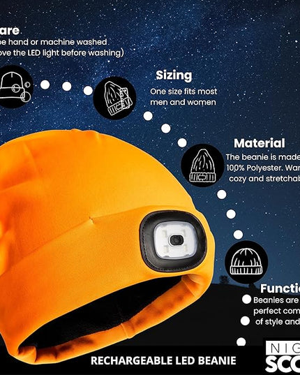 Night Scope Classic Rechargeable LED Warm Knit Beanie Head Light Hat Headlamp for Outdoor Activities
