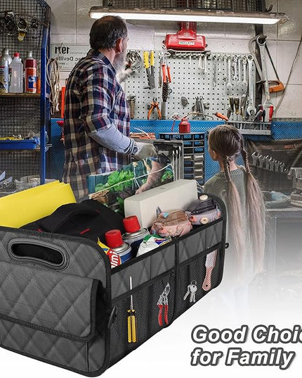 Deosk Car Trunk Organizer for SUV, Car Organizers and Storage with 6 Pocket, Car Accessories for Women/Men 50L Waterproof Polyester Trunk Organizer(Medium,Charcoal)