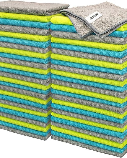 FIXSMITH Microfiber Cleaning Cloth - Pack of 50, Microfiber Towels for Cars 16 x 12 in, Highly Absorbent Cleaning Rags, Lint-Free, Streak-Free Cleaning Cloths for Car Kitchen Home Office