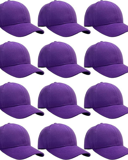 Falari Wholesale Bulk Lot 12-Pack Baseball Cap Adjustable Size Plain Blank Solid Color