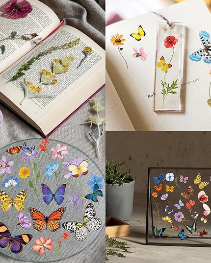 370+ PCS PVC Flower & Butterfly Stickers, Self-Adhesive Nature Floral Stickers for Scrapbook, Laptop, Journal, DIY Project, Spring Themed Party Decors