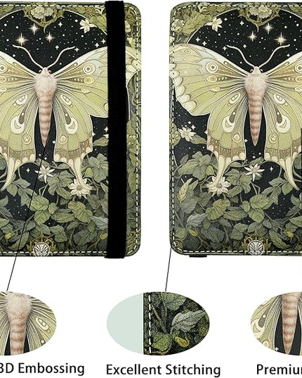 Luna Moth Passport Holder for Women and Men PU Leather Passport Cover for Travel