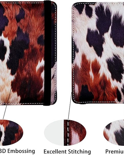 Passport Holder for Women and Men PU Leather Passport Cover for Travel (Cow Print)