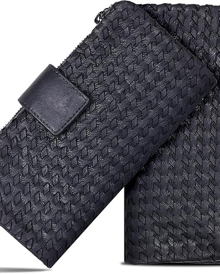 Real Leather Women Wallet Leather with RFID Blocking -Trifold Card Holder Designer Ladies Clutch with ID Window Wallets