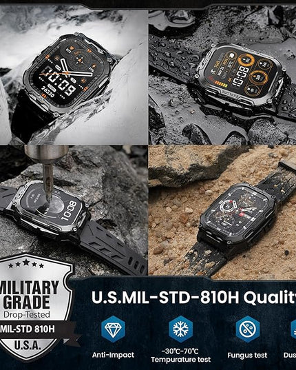 Smart Watches for Men,130 Days Extra-Long Battery,1.96" HD Display Answer/Make Call, Rugged Full Metal Body with LED Flashlight, 24/7 Heart Rate & Sleep Monitor, Compatible for Android & iOS