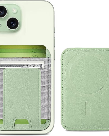 ExtreLife For Magsafe Wallet, Strongest Magnetic Wallet for iPhone 17/16/15/14/13/12 Series, Magnetic Card Holder with 2 Card Slots, RFID Blocking, Vegan Leather, Hold 7 Cards, Light Green