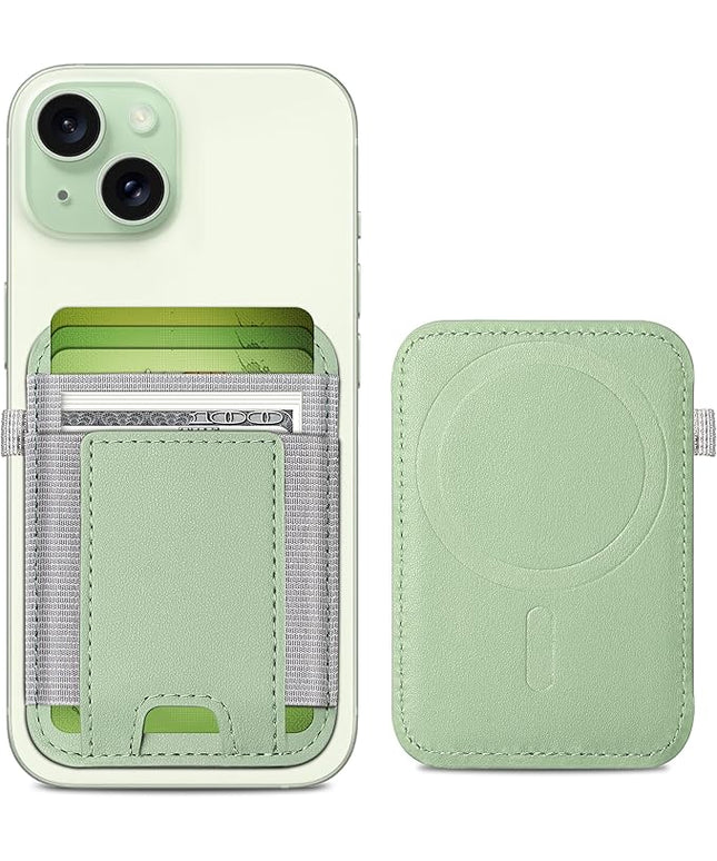 ExtreLife For Magsafe Wallet, Strongest Magnetic Wallet for iPhone 17/16/15/14/13/12 Series, Magnetic Card Holder with 2 Card Slots, RFID Blocking, Vegan Leather, Hold 7 Cards, Light Green