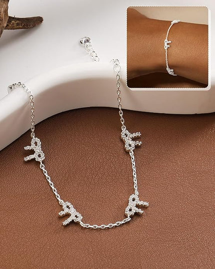 FUNEIA Dainty Silver Gold Bracelets for Women Trendy Non Tarnish 14K Gold Plated Waterproof Diamond Bracelets Cute Stackable Heart Butterfly Clover Cross Evil Eye Charm Bracelet Stack Jewelry Gifts