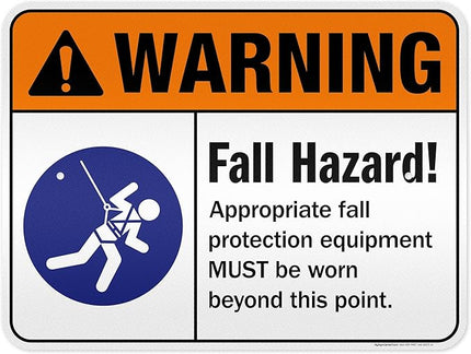 Warning Fall Hazard Appropriate Fall Protection Equipment Sign, 18x24 Inches, 3M EGP Reflective .080 Aluminum, Fade Resistant, Made in USA by My Sign Center