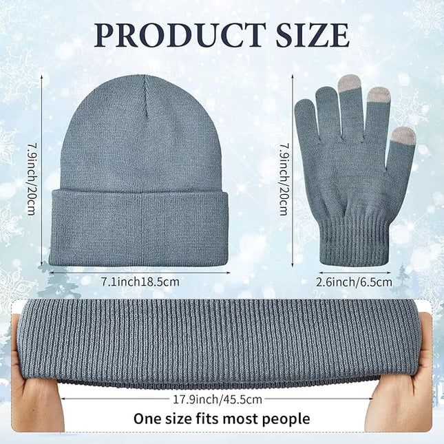 48 Pcs Bulk Winter Knit Beanies Gloves Men Women Warm Beanie Touchscreen Gloves Set Cozy Winter Accessories