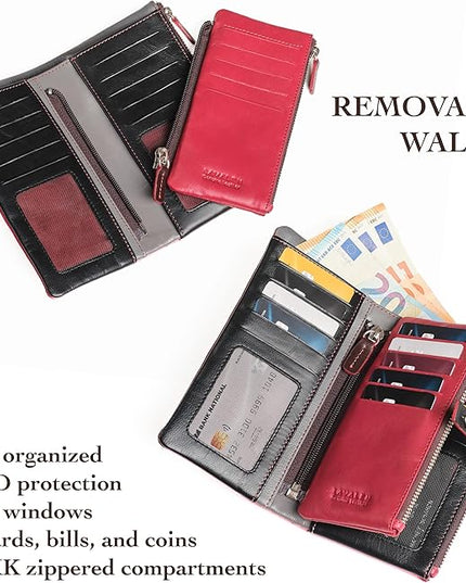 Lavalen Leather Purses for Women - Elegant Ladies Purse - RFID Wallet for Women - Leather Handcrafted Ladies Wallet - Small & Colourful with Coin Pocket & Cards - For daily Use - Box for Gift.
