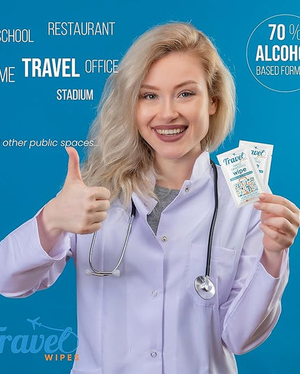 Hand Sanitizing Travel Wipes – 30ct Individually Wrapped | Fresh Citrus Scent, Moisturizing, 70% Alcohol Wipes | Travel, Home, Office, Daily Use | Made in USA