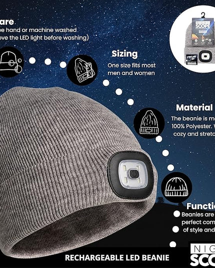 Night Scope Classic Rechargeable LED Warm Knit Beanie Head Light Hat Headlamp for Outdoor Activities
