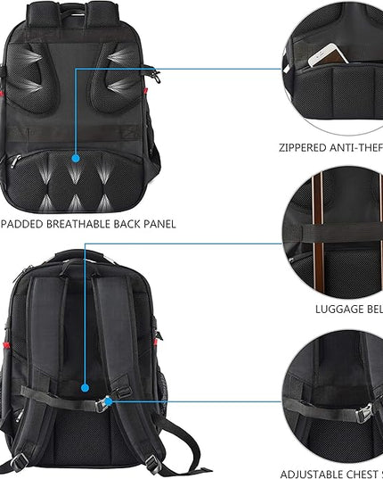KROSER Travel Laptop Backpack 17.3 Inch XL Computer Backpack with Hard Shell Saferoom RFID Pockets Water-Repellent Business College Daypack Stylish Bag for Men/Women-Black