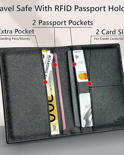 2 Passport Holder - Travel Essentials, RFID Blocking Wallet Credit Card Organiser, Plain Accessories Slim Cover For Men & Women | Travel Essentials, RFID Blocking, Wallet, Accessories, Slim Cover