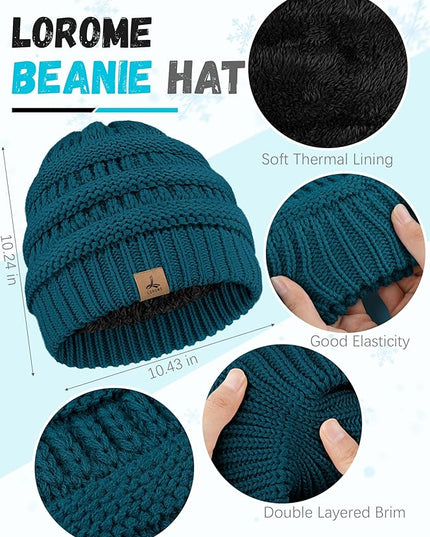 Winter Beanie Hat Scarf Gloves, Warm Fleece Knit Hats Touch Screen Gloves Neck Scarf Set Winter Gifts for Unisex Adult