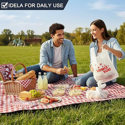 YoYoRain 1000 Pack White Thank You T-Shirt Bags with Handles, 11"x6"x21" Durable HDPE Plastic Carry-Out Shopping Bags for Grocery, Retail, Takeout & Small Business