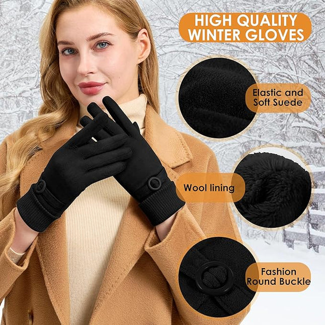 Cold Weather Womens Gloves, Winter Gloves for Women Thermal Warm Fleece Lined, Touchscreen Gloves for Christmas Gifts