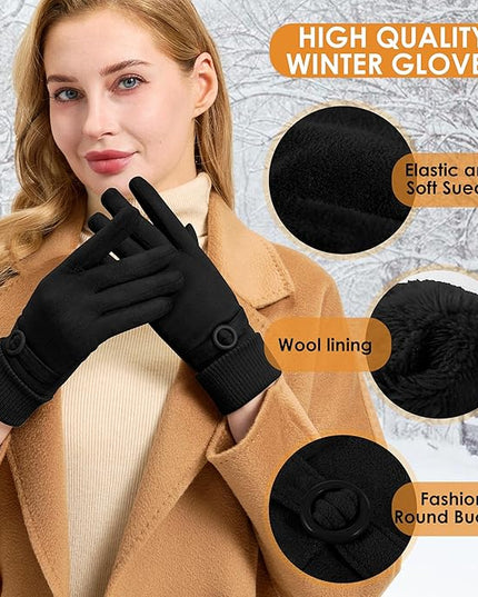 Cold Weather Womens Gloves, Winter Gloves for Women Thermal Warm Fleece Lined, Touchscreen Gloves for Christmas Gifts