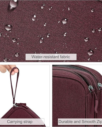 FYY Electronic Organizer, Large Travel Cable Organizer Bag Pouch Electronic Accessories Carry Case Portable Waterproof Double Layers All-in-One Storage Bag for Cable, Cord, Charger, Phone, Wine Red