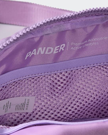 Pander Two Way Zipper Fanny Pack Nylon Everywhere Belt Bag for Women, Water Repellent Waist Packs, Crossbody Bags with Adjustable Strap (Light Purple).