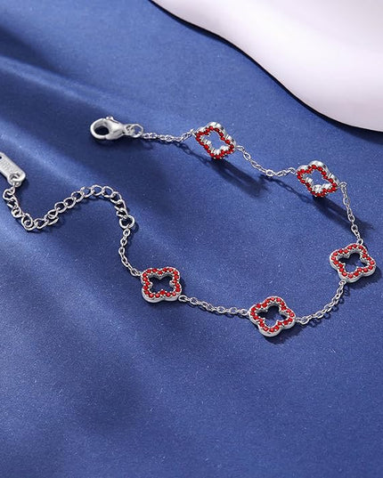 CLAIRETTE Premium PVD Gold-Plated Clover Lucky Bracelet for Women Flower Four Leaf Link Bracelets Trendy Jewelry Gifts for Women