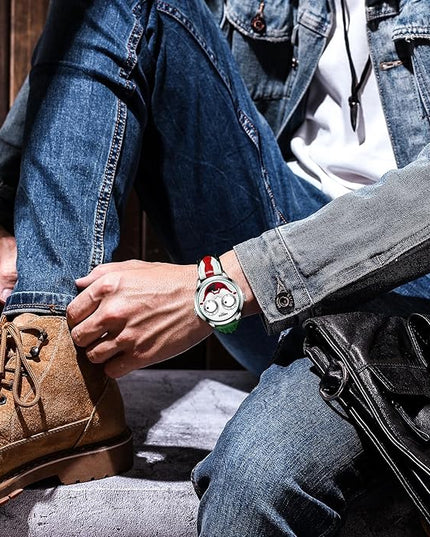 NIBOSI Watches for Men Analog Quartz Clown Dial Wrist Watches Unique Weird Fashion Cool Watch Waterproof Leather Strap Men's Watches