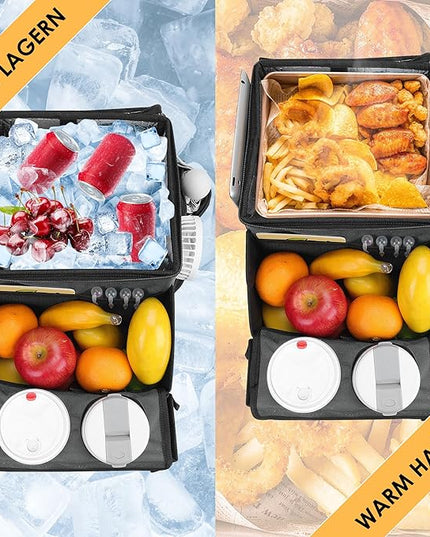 Car Seat Organizer, Backseat Car Organizer with Cup Holder Tray and Storages for Kids and Adults, Portable Travel Cooler for Car for Front or Back Seat Passenger Organizer Ccompartment (Grey)