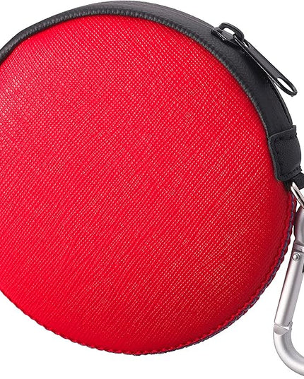 OneJoy Mini Round Coin Purse with Clip on, Lightweight Waterproof Zipper Pouch for Earbuds, Keys, Coins, Compact Travel Storage Case for Women & Men, Xmas Gift [ Red ]