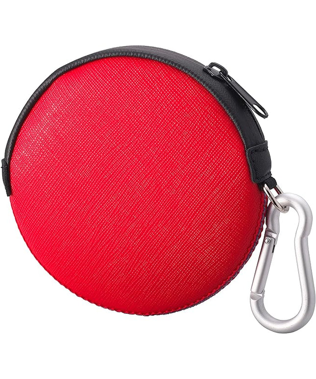 OneJoy Mini Round Coin Purse with Clip on, Lightweight Waterproof Zipper Pouch for Earbuds, Keys, Coins, Compact Travel Storage Case for Women & Men, Xmas Gift [ Red ]